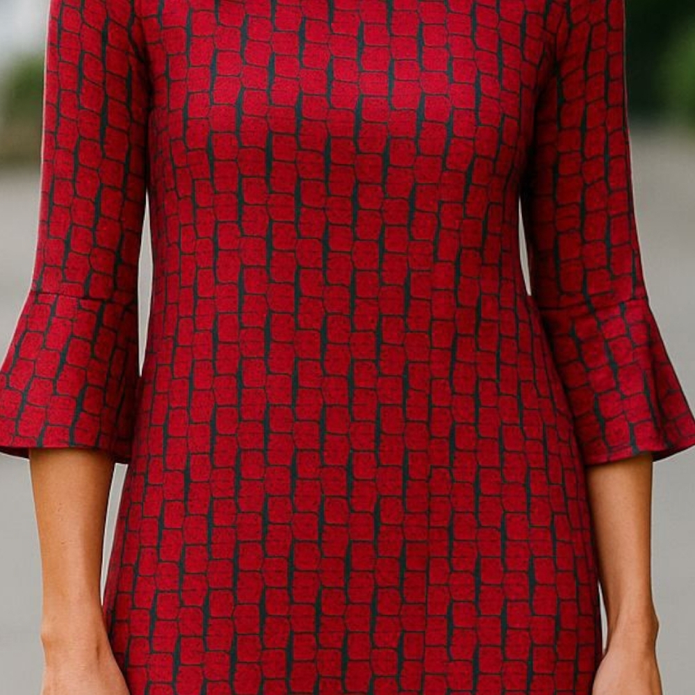 Buckhead Betties - Maze Runner Mandy, Long Bell Sleeves, Round Neck, Poly-knit,